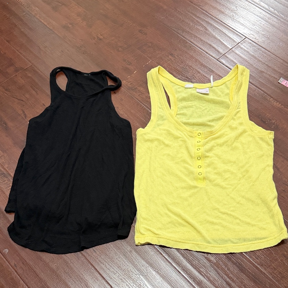 Urban Outfitters Black and Yellow Tank Tops